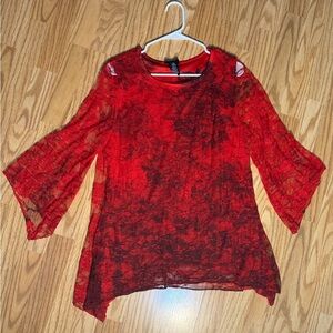Brittany Black Red Lace Blouse